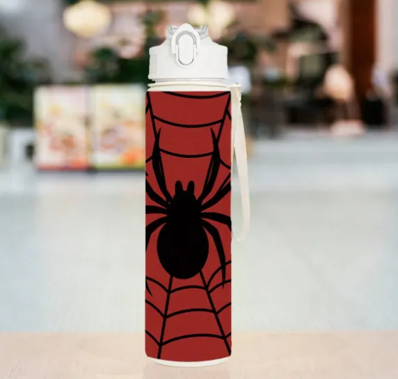 1pc 750ml/26oz 3D Printed Spider Pattern Sports Water Bottle With Straw Carousel 4