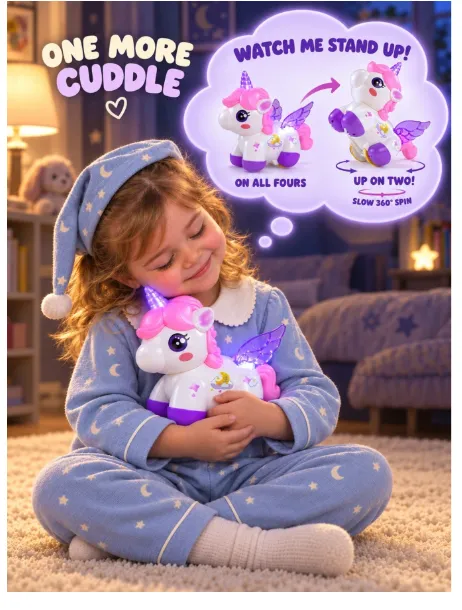 Electric Stunt Spinning Unicorn Toy, Rechargeable With Music & Lights, Cartoon Animal Shaped Toy For Girls Carousel 2