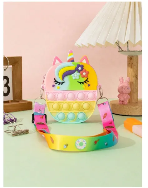 1pc Silicone Unicorn Bangs Shape Adjustable Crossbody Bag, Suitable For Outings Carousel 5