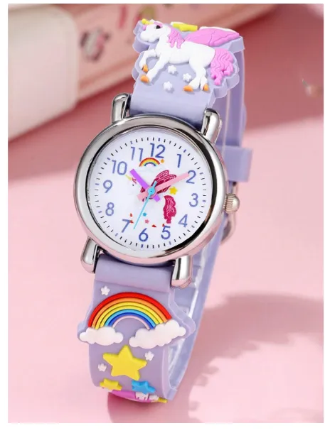 Children's Astronaut Pattern Macaron Color Series Kids Watch Carousel 1