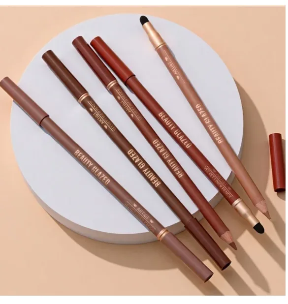 beauty glazed Dual-Ended Lip Liner Pencil, Cream Matte Lip Liner Pencil And Blending Brush Carousel 4