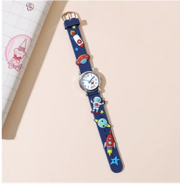 Children's Astronaut Pattern Macaron Color Series Kids Watch Carousel 2