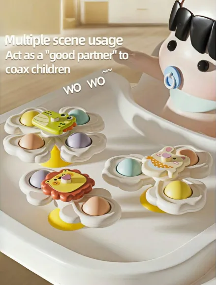 3pcs Suction Cup Rotating Toys, Baby And Toddler Sensory Fidget Toys Carousel 5