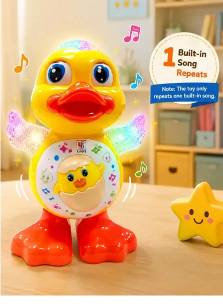 Light-Up Sound Moving Walking Dancing Electric Toy, Toddler Birthday Gift, Toddler Dancing Duck Toy Carousel 4