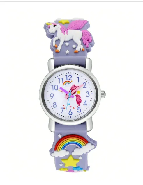 Children's Astronaut Pattern Macaron Color Series Kids Watch Carousel 3