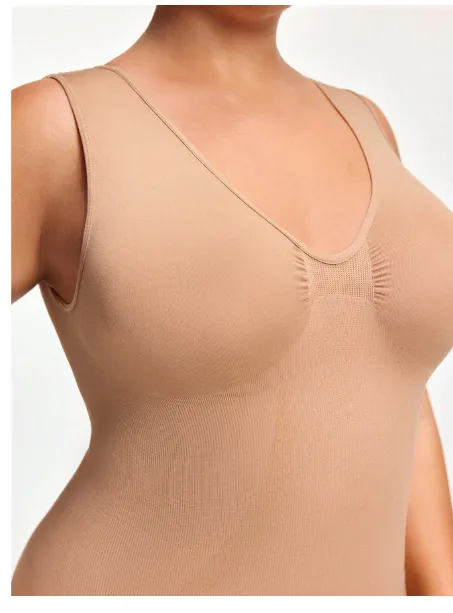 Plus Size Skin Color Sleeveless Seamless Bodycon Dress Carousel 5