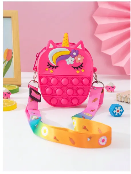 1pc Silicone Unicorn Bangs Shape Adjustable Crossbody Bag, Suitable For Outings Carousel 2