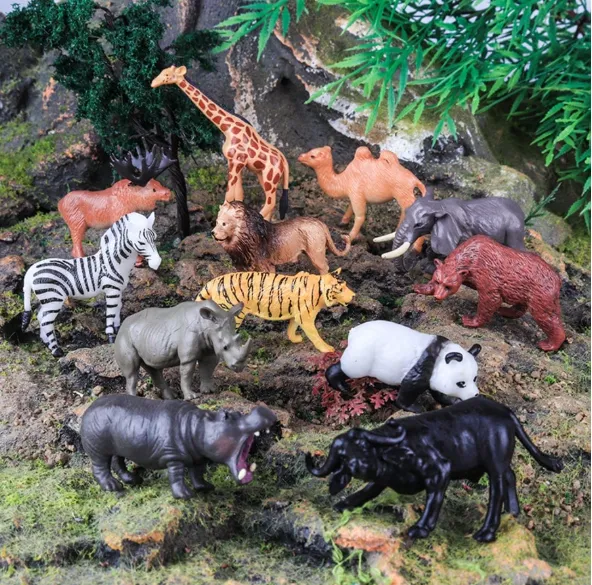 12pcs Wild Animal Models, Including Tiger, Lion, Brown Bear And Elephant, Suitable As Educational Gifts Carousel 3