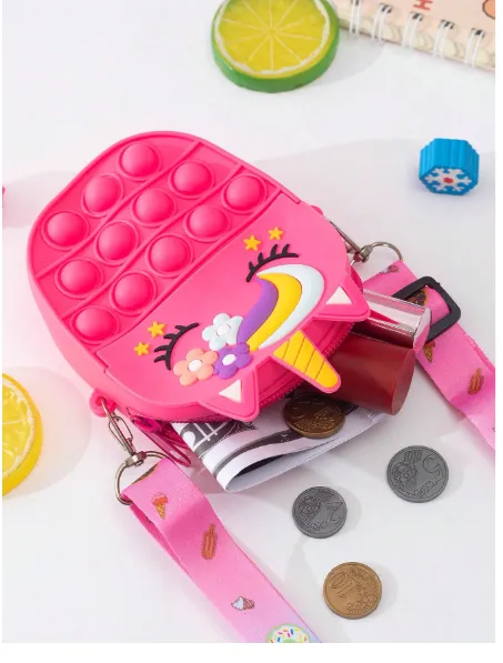 1pc Silicone Unicorn Bangs Shape Adjustable Crossbody Bag, Suitable For Outings