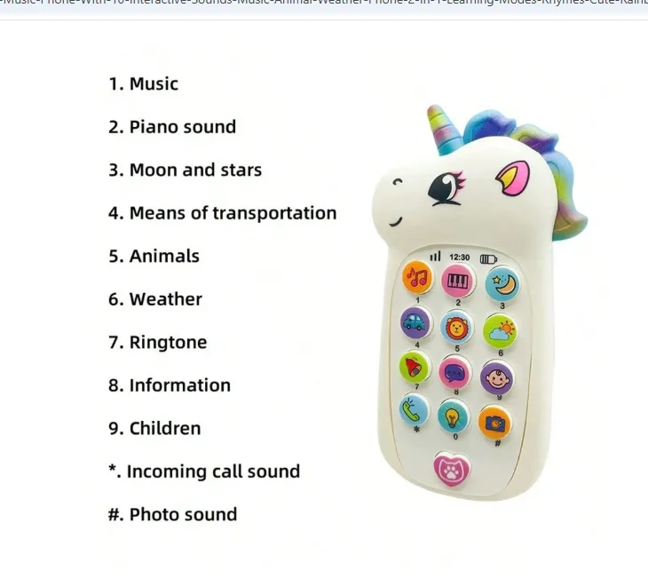 1pc Baby Music Phone With 10+ Interactive Sounds Carousel 3