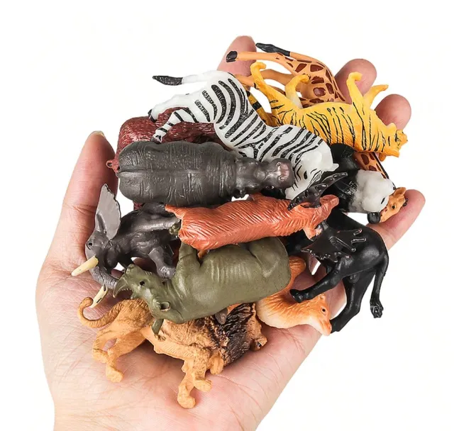 12pcs Wild Animal Models, Including Tiger, Lion, Brown Bear And Elephant, Suitable As Educational Gifts Carousel 7
