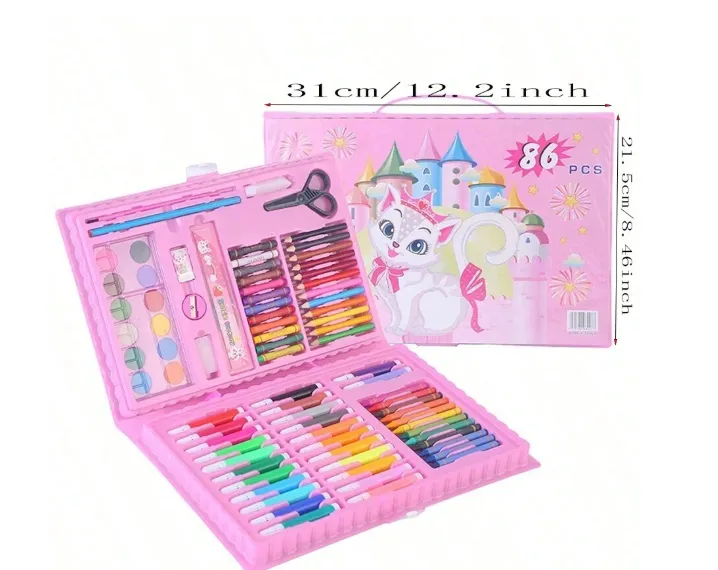 Decoration 36pcs/Set Kids Watercolor Painting Set Including Illustration Book, Crayons And Coloring Pens Set With Drawing Book Carousel 2