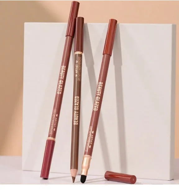 beauty glazed Dual-Ended Lip Liner Pencil, Cream Matte Lip Liner Pencil And Blending Brush Carousel 3