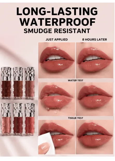 beauty glazed Glossy Smooth Soft Liquid Lip Gloss, Non-Sticky Lip Oil Lip Care Carousel 1