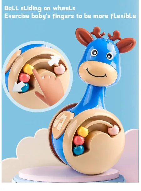 Deer Wobble Sliding Sensory Toy, Baby Educational Early Learning Toy, Infant Soothing Crawling Montessori Toy Carousel 1