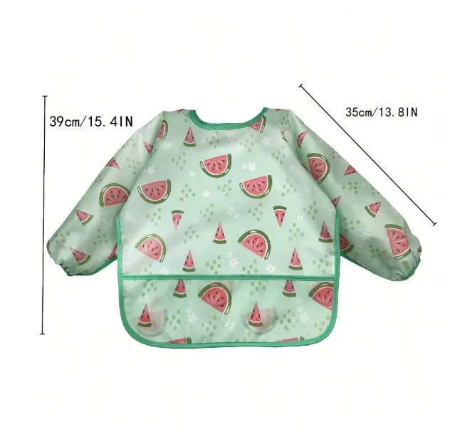 1pc Cartoon Waterproof Long Sleeve Bib, Soft Feeding Bib, Baby Smock, Lightweight For All Seasons Carousel 4