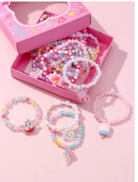 24PCS Girls Cute Butterfly Flower Heart Charm Bracelets Carousel 2