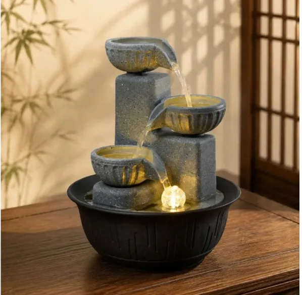 New Creative 3-Tier Desktop Water Fountain Decor Carousel 3