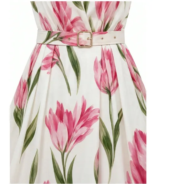 CURVE Plus Size Women's Asymmetric Neck Printed Dress, Waist-Cinching Style Carousel 3