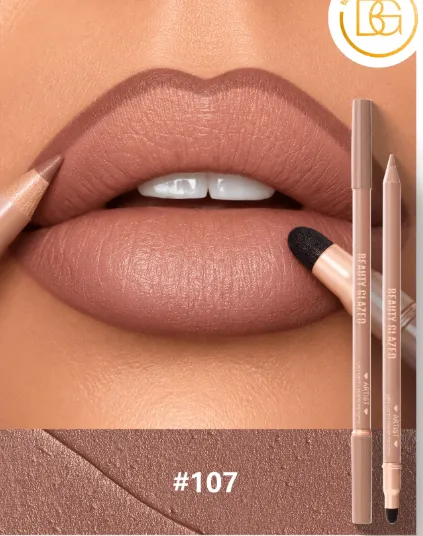beauty glazed Dual-Ended Lip Liner Pencil, Cream Matte Lip Liner Pencil And Blending Brush
