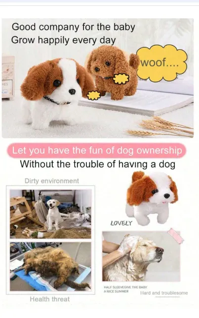 1pc Electric Walking & Barking Plush Toy Dog, Realistic Fur Electronic Pet Dog Toy For Children Carousel 4