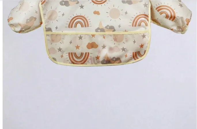 1pc Cartoon Waterproof Long Sleeve Bib, Soft Feeding Bib, Baby Smock, Lightweight For All Seasons Carousel 11
