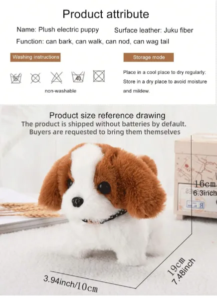 1pc Electric Walking & Barking Plush Toy Dog, Realistic Fur Electronic Pet Dog Toy For Children Carousel 1