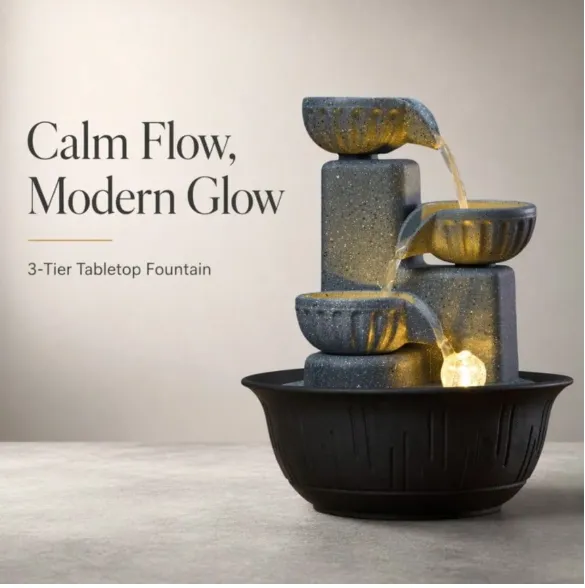 New Creative 3-Tier Desktop Water Fountain Decor Carousel 4