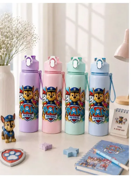 1pc Paw Patrol 800ml/27oz Leak-Proof Flip Top Water Bottle Carousel 4
