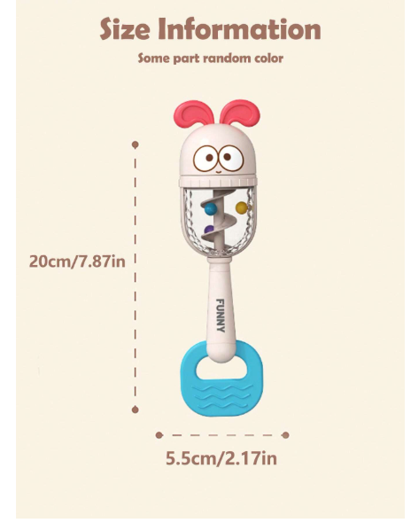 1pc Baby Rattle Toy, Soft Silicone Ears, Auditory Tracking Training Toy To Improve Grip And Motor Skills Carousel 1