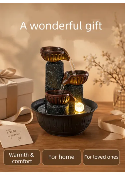 New Creative 3-Tier Desktop Water Fountain Wealth-Attracting Decor Carousel 5