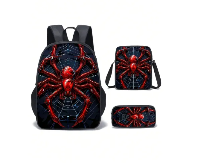 3-Piece Backpack Set, Fun Print/Game Print, Unisex, Crossbody Bag, Pencil Case, Backpack Carousel 6