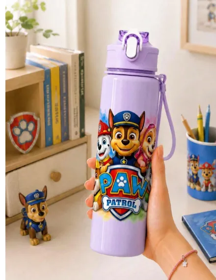 1pc Paw Patrol 800ml/27oz Leak-Proof Flip Top Water Bottle Carousel 5