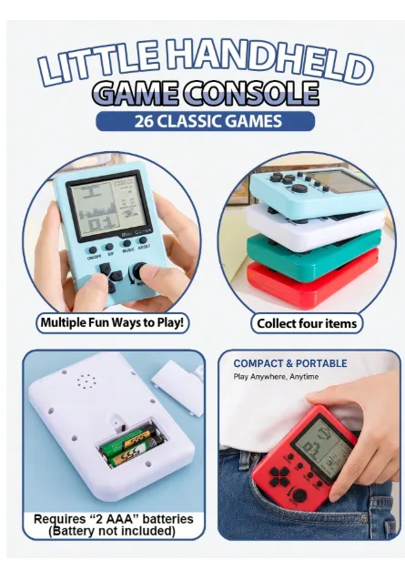 4pcs Classic Retro Mini Game Console, Built-In 26 Classic Games Carousel 1