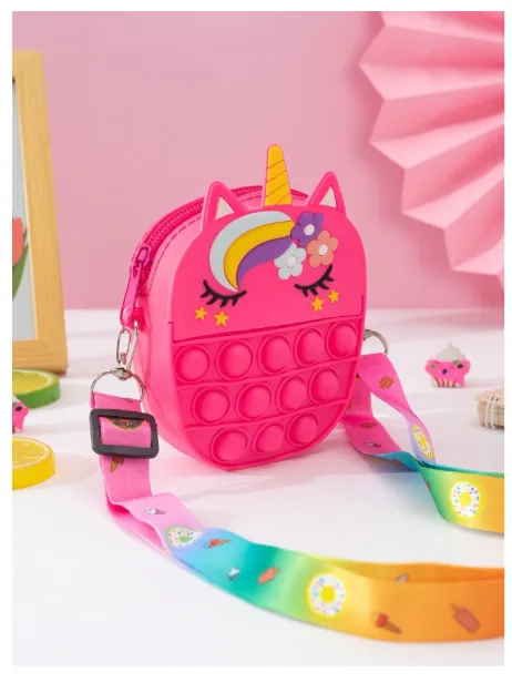 1pc Silicone Unicorn Bangs Shape Adjustable Crossbody Bag, Suitable For Outings Carousel 1
