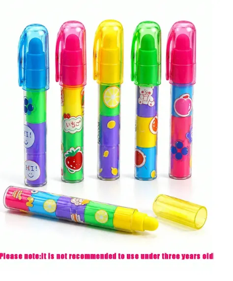 12pcs-Fruit Cartoon Pen-Shaped Erasers, Macaron Color Detachable Building Block Erasers