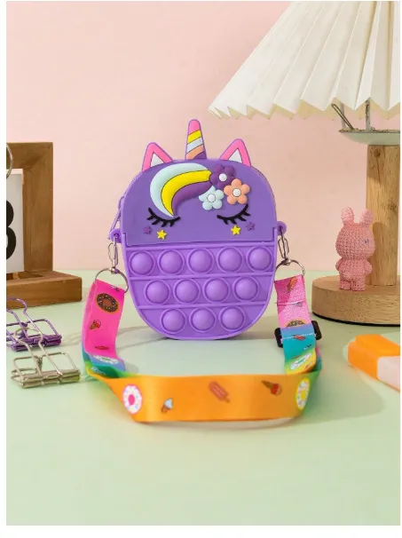 1pc Silicone Unicorn Bangs Shape Adjustable Crossbody Bag, Suitable For Outings Carousel 4