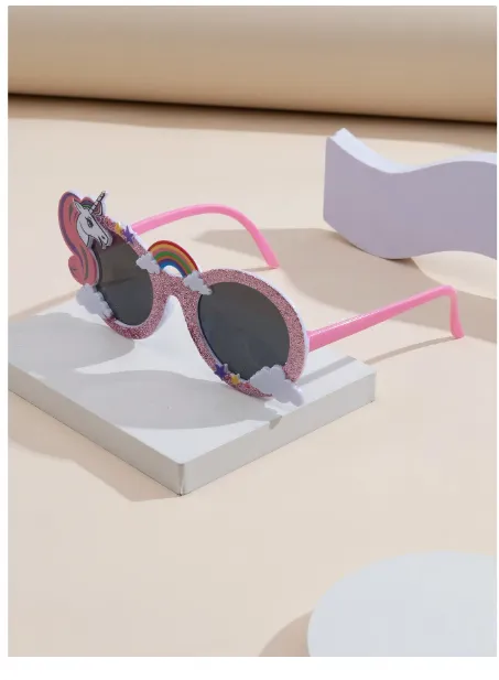 1 Pair Unicorn & Rainbow Oval Decorative Fashion Glasses For Teens Carousel 2