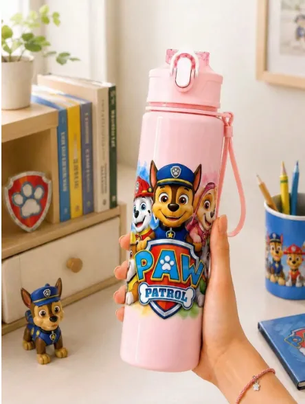 1pc Paw Patrol 800ml/27oz Leak-Proof Flip Top Water Bottle Carousel 2