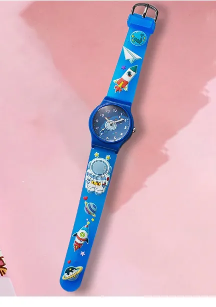 Children's Astronaut Pattern Macaron Color Series Kids Watch, Colorful Plastic Strap Carousel 1