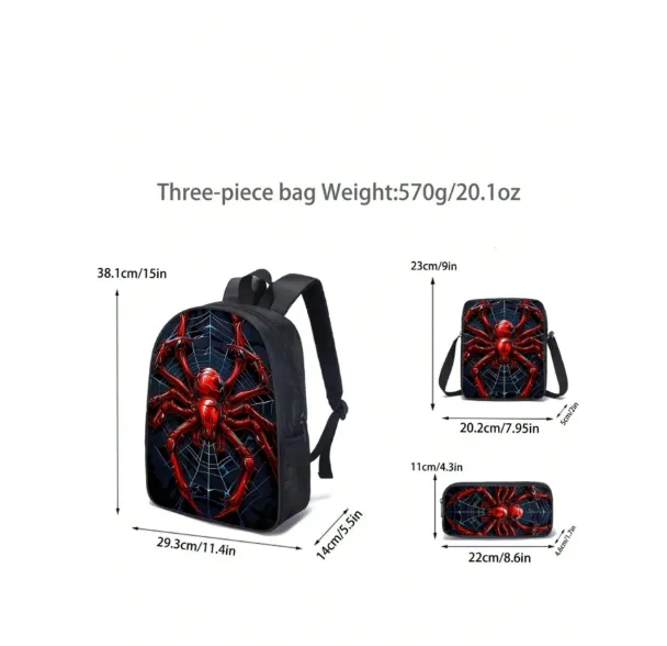 3-Piece Backpack Set, Fun Print/Game Print, Unisex, Crossbody Bag, Pencil Case, Backpack Carousel 1
