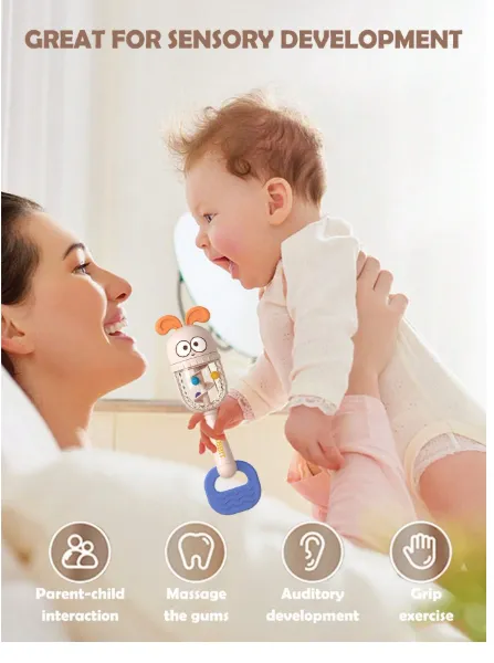 1pc Baby Rattle Toy, Soft Silicone Ears, Auditory Tracking Training Toy To Improve Grip And Motor Skills Carousel 2