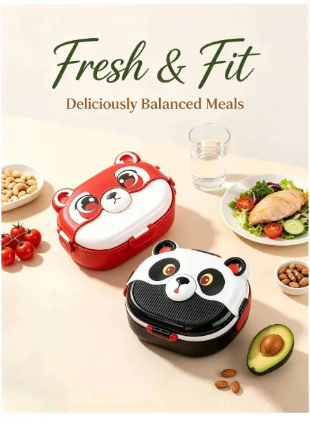 Cute Cartoon Animal Shaped Bento Box, Divided Leak-Proof Food Storage Container