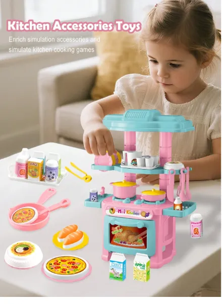 Miniature Kitchen Toy Set For Role Play Game, Pretend Food And Cooking Toys Carousel 4