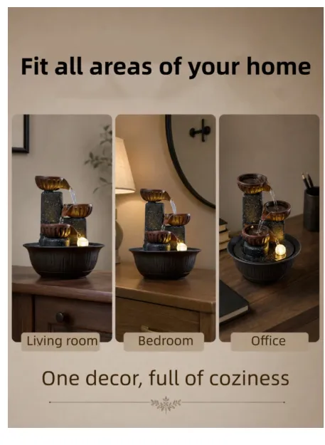 New Creative 3-Tier Desktop Water Fountain Wealth-Attracting Decor Carousel 4
