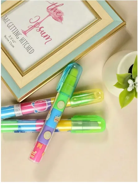 12pcs-Fruit Cartoon Pen-Shaped Erasers, Macaron Color Detachable Building Block Erasers Carousel 3