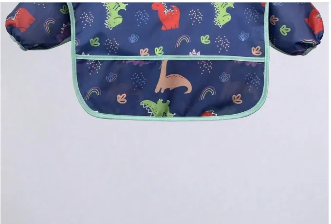 1pc Cartoon Waterproof Long Sleeve Bib, Soft Feeding Bib, Baby Smock, Lightweight For All Seasons Carousel 12