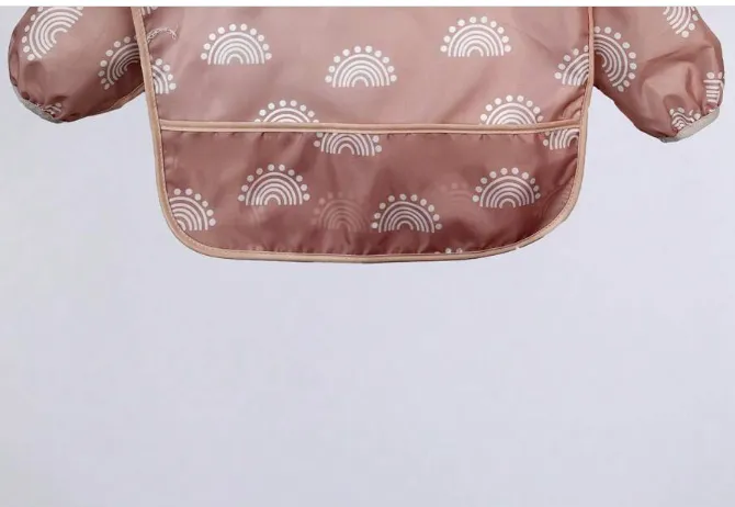 1pc Cartoon Waterproof Long Sleeve Bib, Soft Feeding Bib, Baby Smock, Lightweight For All Seasons Carousel 1