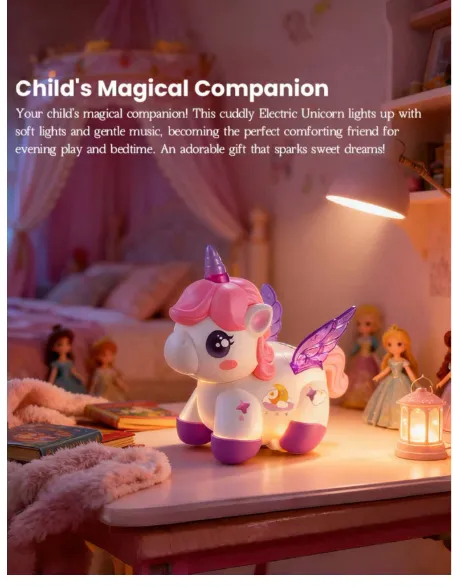Electric Stunt Spinning Unicorn Toy, Rechargeable With Music & Lights, Cartoon Animal Shaped Toy For Girls Carousel 9
