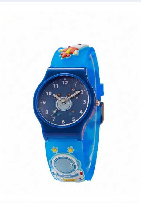 Children's Astronaut Pattern Macaron Color Series Kids Watch, Colorful Plastic Strap Carousel 2